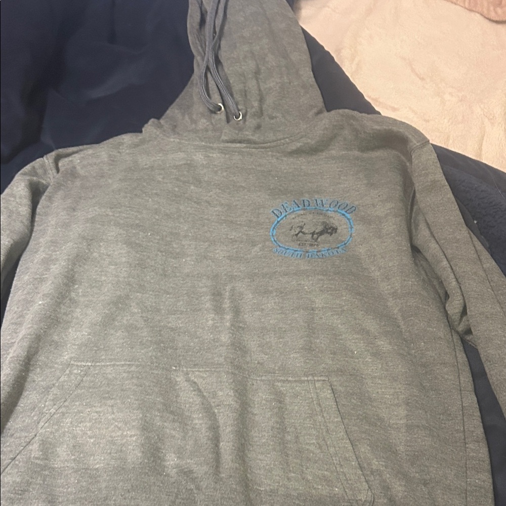 Deadwood SD Gray Hoodie for Women white buffalo western design